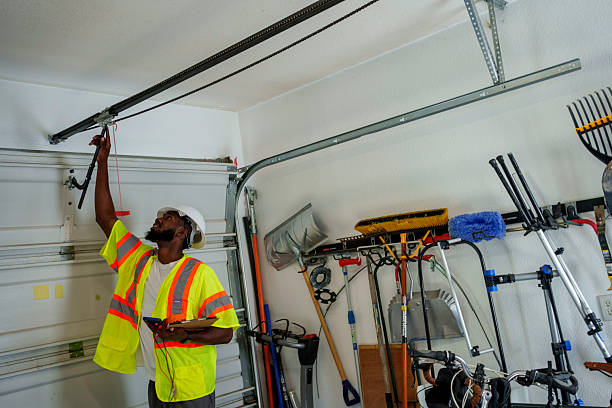 Professional Garage Door Panel Replacement technician working in Roslyn, NY